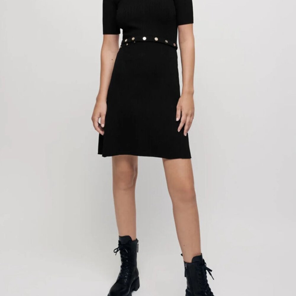 Maje Ribbed knit dress with Maje buttons
